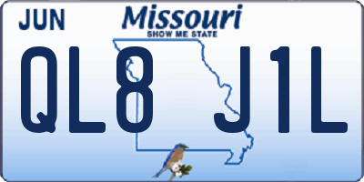 MO license plate QL8J1L