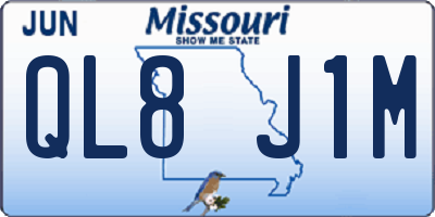 MO license plate QL8J1M
