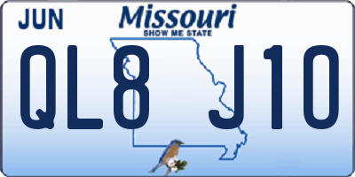 MO license plate QL8J1O