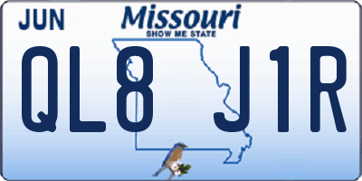 MO license plate QL8J1R