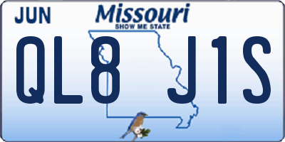 MO license plate QL8J1S
