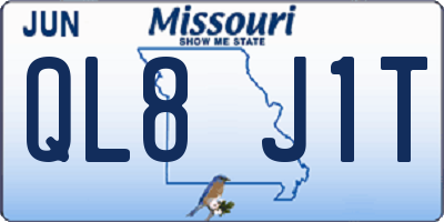 MO license plate QL8J1T