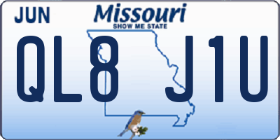 MO license plate QL8J1U