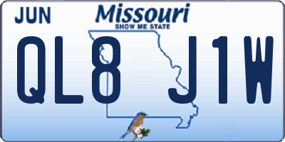 MO license plate QL8J1W