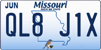MO license plate QL8J1X