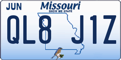 MO license plate QL8J1Z