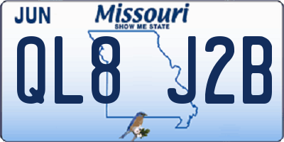 MO license plate QL8J2B