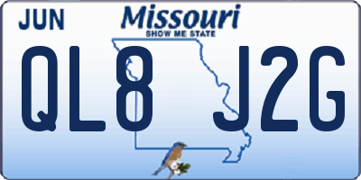 MO license plate QL8J2G