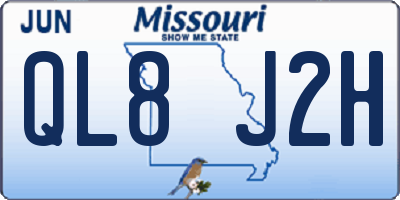 MO license plate QL8J2H