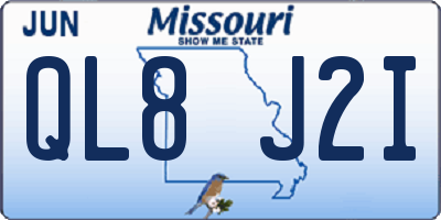 MO license plate QL8J2I