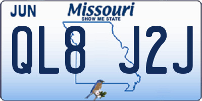 MO license plate QL8J2J