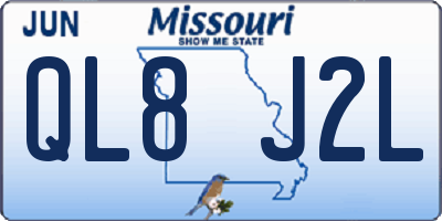 MO license plate QL8J2L