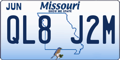 MO license plate QL8J2M