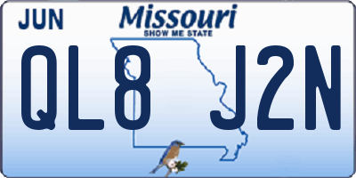 MO license plate QL8J2N