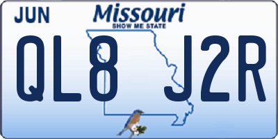 MO license plate QL8J2R