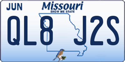 MO license plate QL8J2S