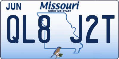 MO license plate QL8J2T