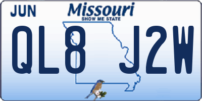 MO license plate QL8J2W