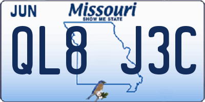 MO license plate QL8J3C
