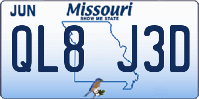 MO license plate QL8J3D