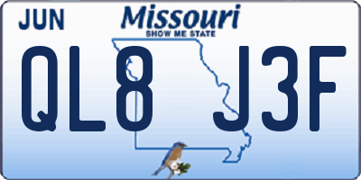 MO license plate QL8J3F