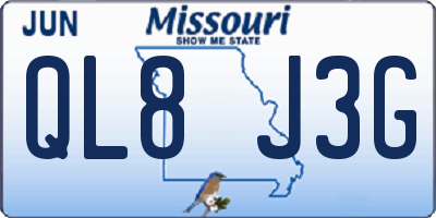 MO license plate QL8J3G