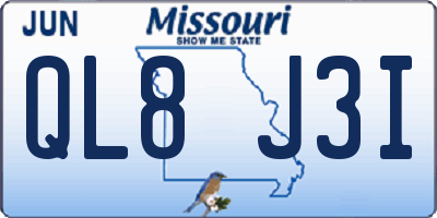 MO license plate QL8J3I