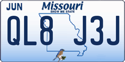 MO license plate QL8J3J