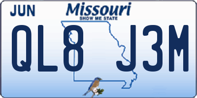 MO license plate QL8J3M