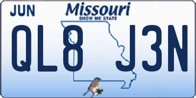 MO license plate QL8J3N
