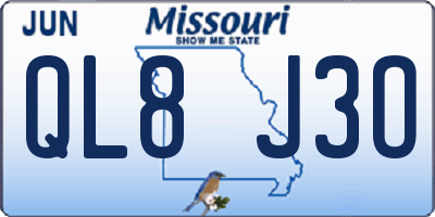 MO license plate QL8J3O
