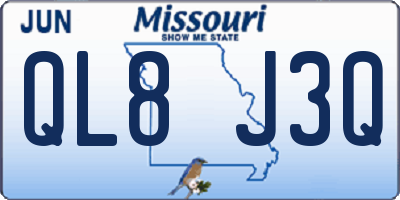 MO license plate QL8J3Q