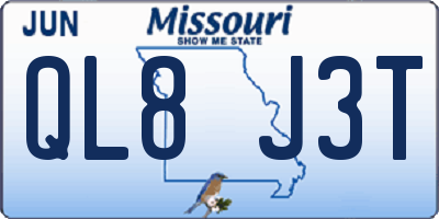 MO license plate QL8J3T