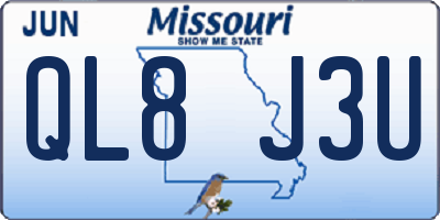 MO license plate QL8J3U