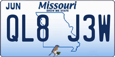 MO license plate QL8J3W