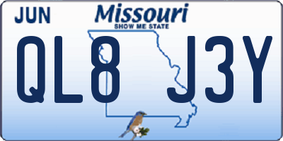 MO license plate QL8J3Y