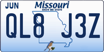 MO license plate QL8J3Z