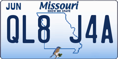 MO license plate QL8J4A