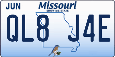 MO license plate QL8J4E