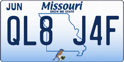 MO license plate QL8J4F