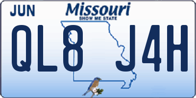 MO license plate QL8J4H