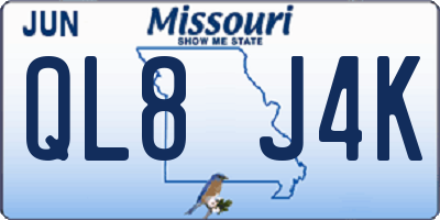 MO license plate QL8J4K