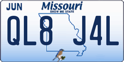 MO license plate QL8J4L