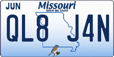 MO license plate QL8J4N