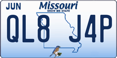 MO license plate QL8J4P