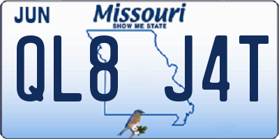 MO license plate QL8J4T