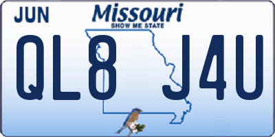 MO license plate QL8J4U