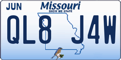 MO license plate QL8J4W