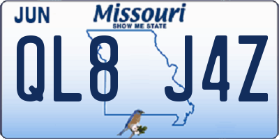 MO license plate QL8J4Z