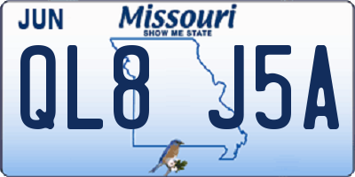 MO license plate QL8J5A
